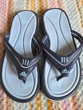 adidas Light Blue and Navy Thong Sandals